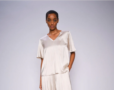 MMEvie V-Neck Satin Blouse