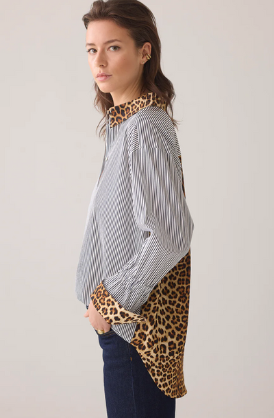 Shirt blouse in mix of prints
