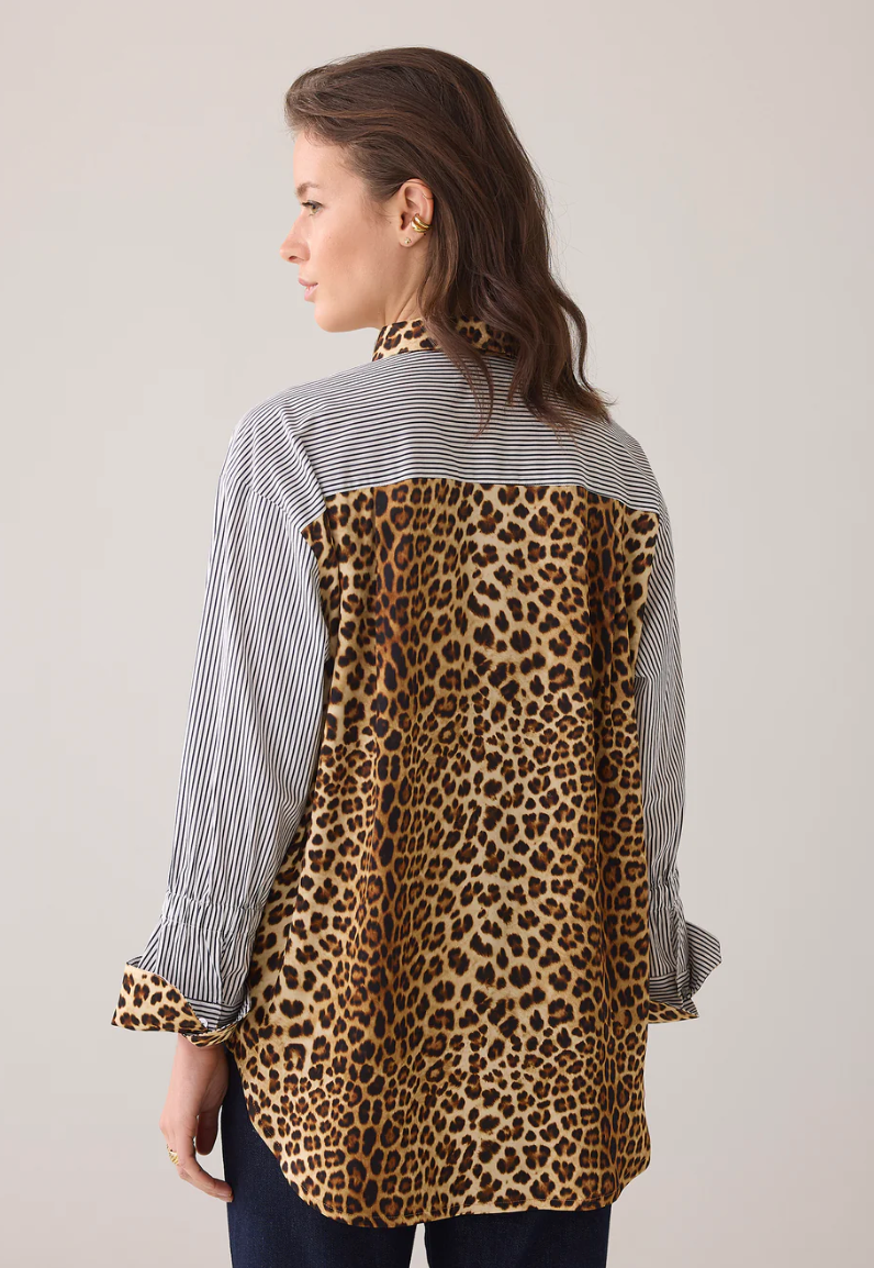 Shirt blouse in mix of prints