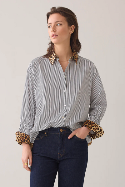 Shirt blouse in mix of prints